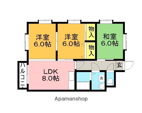 椿ハイツ(3LDK/2階)の間取り写真