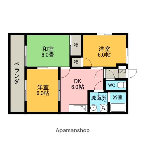 サンコート立岩B1(3DK/1階)の間取り写真