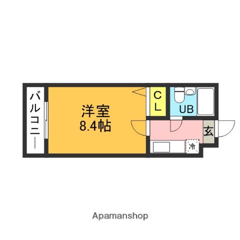 APAHOME飯塚Ⅱ(1K/4階)の間取り写真