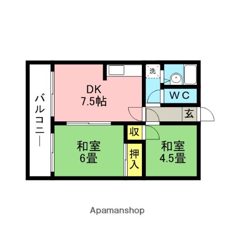 HILLS柏の森(2DK/1階)の間取り写真