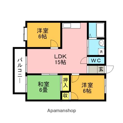 横田アパート(3LDK/1階)の間取り写真