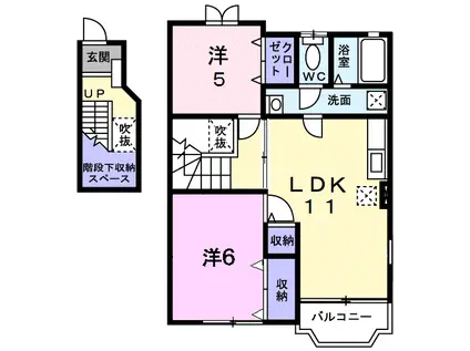 シャルマン横田A(2LDK/2階)の間取り写真