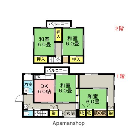 筑豊本線 新飯塚駅 徒歩28分 2階建 築66年(4DK)の間取り写真
