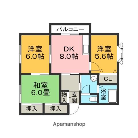 メゾン・ド・マルシェ(3DK/1階)の間取り写真