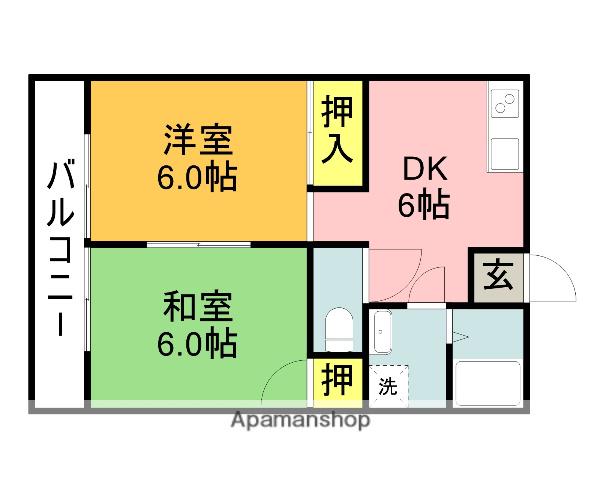 千福コーポ(2DK/3階)の間取り写真