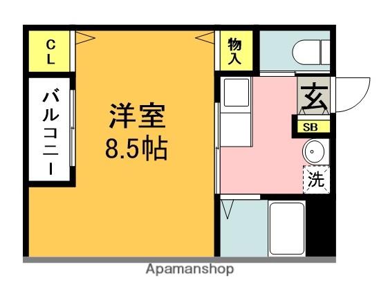 伊岐須ベルエア九工大(1K/2階)の間取り写真