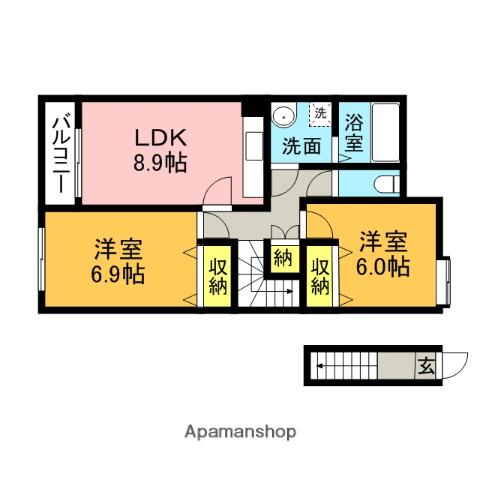 グリーン・コート(2LDK/2階)の間取り写真