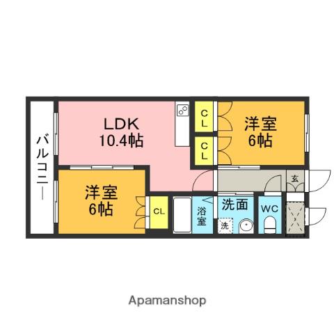 CRYSTAL MT1(2LDK/1階)の間取り写真