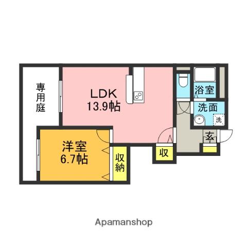サンアンドレアス1(1LDK/1階)の間取り写真