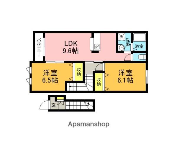 ヴェルジェⅡ(2LDK/2階)の間取り写真