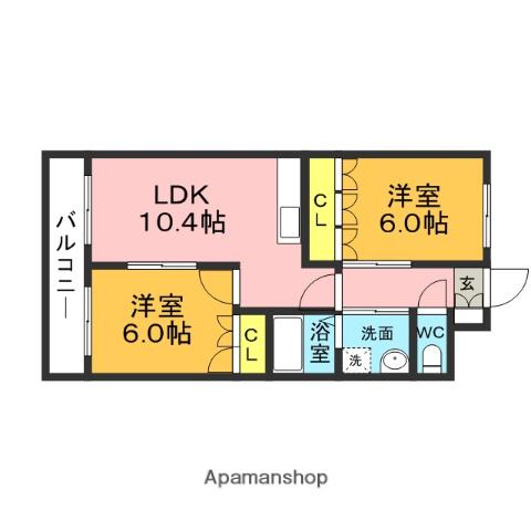 ハピネスコート1(2LDK/1階)の間取り写真