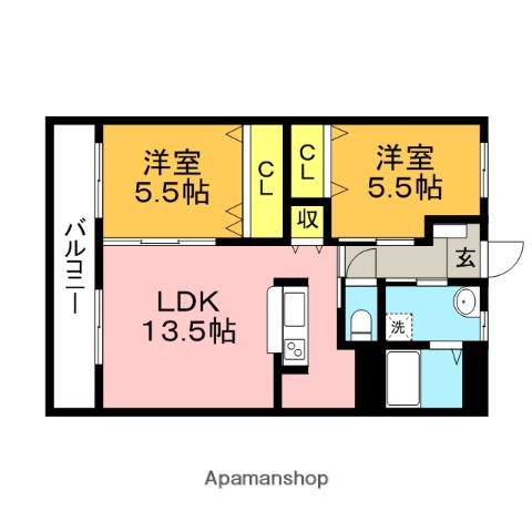 ユーミーTRM24(2LDK/1階)の間取り写真