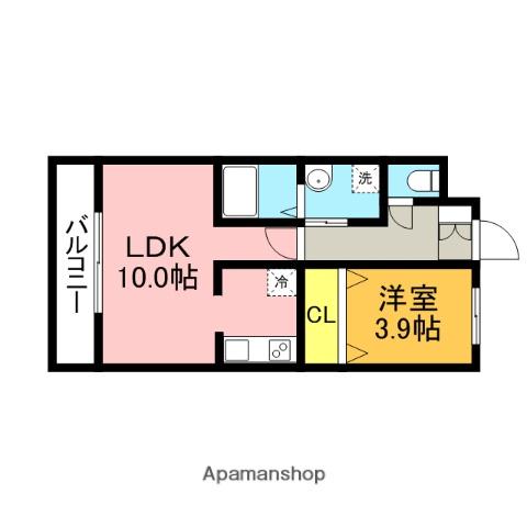 エイトハウス下三緒1(1LDK/1階)の間取り写真