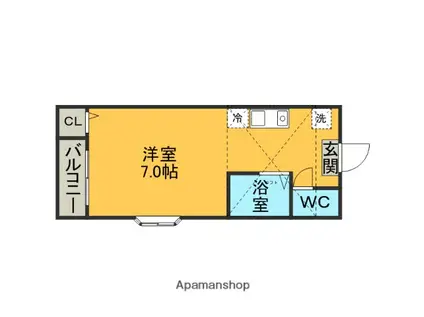アミティエ吉塚(ワンルーム/2階)の間取り写真