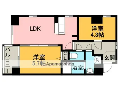 エトゥール博多駅前(2LDK/3階)の間取り写真