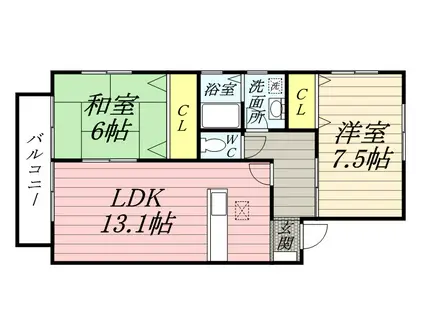 ティアラMⅠ(2LDK/1階)の間取り写真