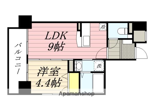 パームリゾート博多(1LDK/9階)の間取り写真