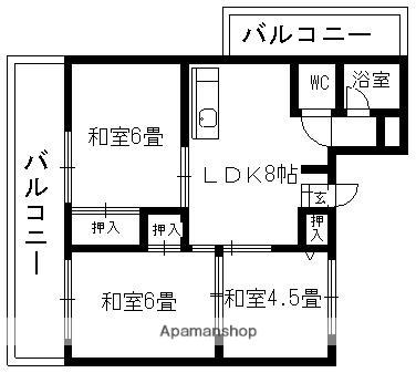 大島ビル(3DK/6階)の間取り写真