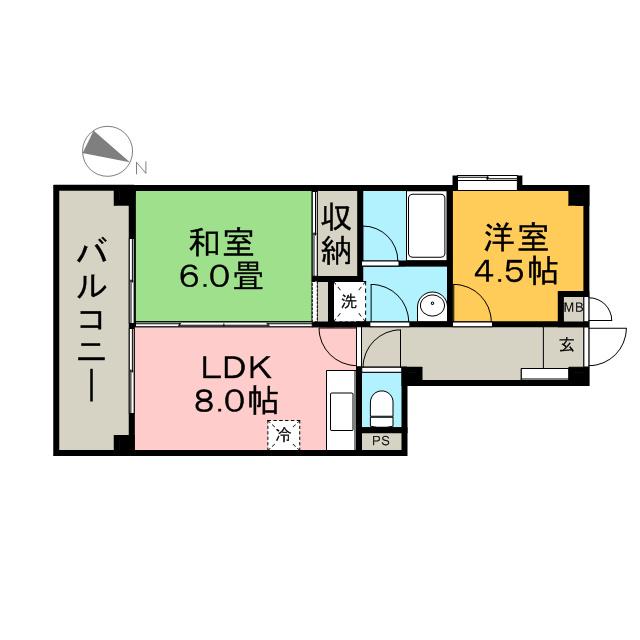 ベレーザマンション南福岡(2LDK/3階)の間取り写真