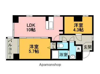 エトゥール博多駅前(2LDK/6階)の間取り写真