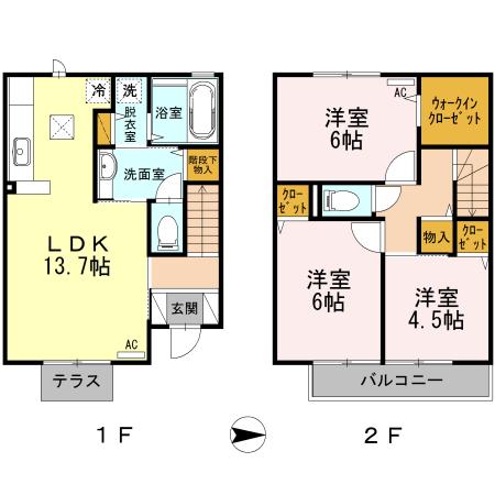 ネーブル城南(3LDK/1階)の間取り写真