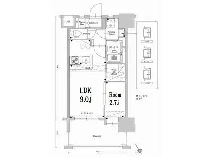 エンクレスト空港通(1LDK/12階)の間取り写真