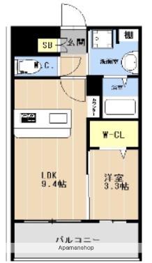 LIBTH竹下1丁目(1LDK/4階)の間取り写真