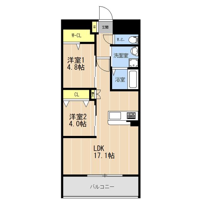 友丘2丁目174(2LDK/6階)の間取り写真