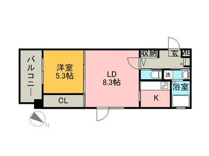 エンクレスト天神南Ⅲ(2K/2階)の間取り写真