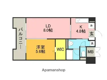 キルンズ高取(1LDK/7階)の間取り写真