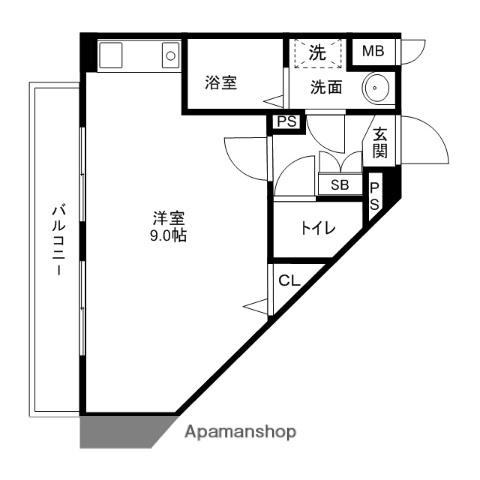 ベローザ六本松(ワンルーム/4階)の間取り写真