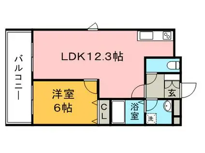 ルシエール六本松(1LDK/2階)の間取り写真