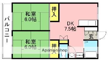 西川ビル(2DK/2階)の間取り写真