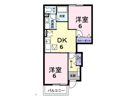 ドミール・H(2DK/1階)の間取り写真