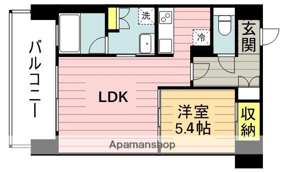 カルム南福岡(1LDK/14階)の間取り写真