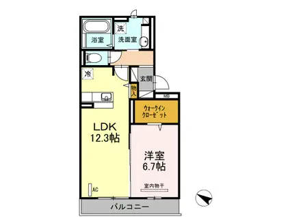 D-ROOM空港西(1LDK/2階)の間取り写真