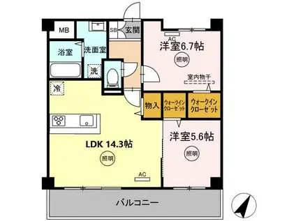 CASA FELICE(2LDK/2階)の間取り写真