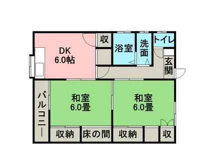 山崎荘(2DK/2階)の間取り写真