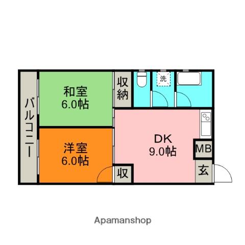 東野興産第一ビル(2DK/4階)の間取り写真
