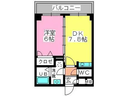 ベイシック大名(1DK/8階)の間取り写真