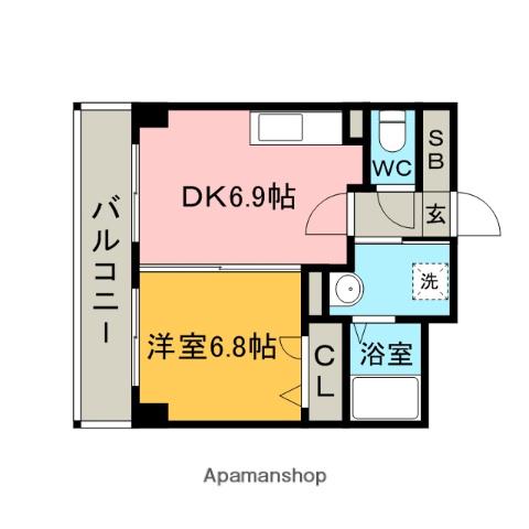 ローヤルマンション博多駅前(1DK/3階)の間取り写真