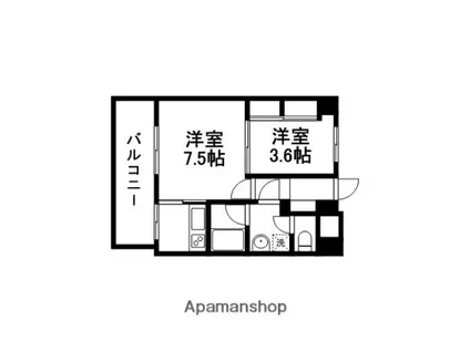 リアンシエルブルー東公園(2K/9階)の間取り写真