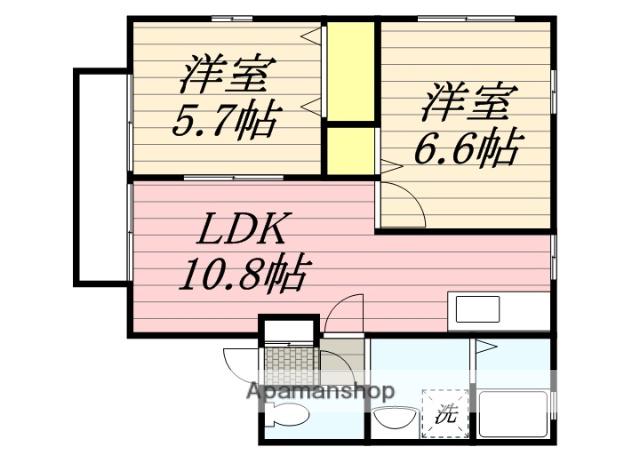 篠栗線 原町駅 徒歩9分 2階建 築22年(2LDK/2階)の間取り写真