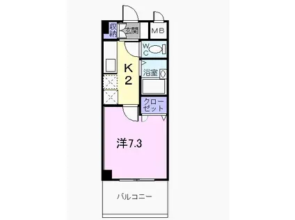 シャンテ吉塚(1K/2階)の間取り写真