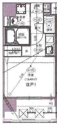 メイクス博多石城(ワンルーム/9階)の間取り写真