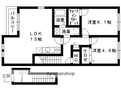 ジャルダン(2LDK/2階)の間取り写真