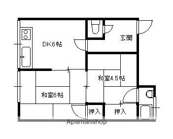 橋本アパート(2DK/1階)の間取り写真