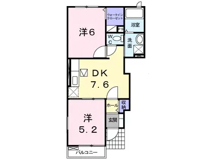 SHINO・MATOOKA B(2DK/1階)の間取り写真