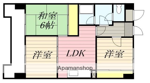 サンコーポ陣の原(3LDK/6階)の間取り写真