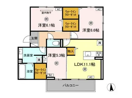 ピーチヒルズ(3LDK/2階)の間取り写真